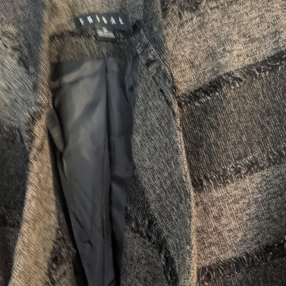 Tribal Fringed Tweed Jacket with Shawl Collar - Picture 2 of 3